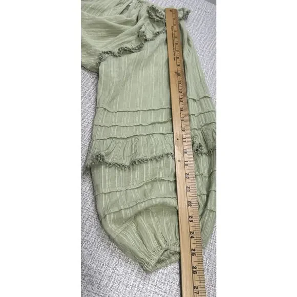 Love The Label Anthro Ruffled Full Sleeve Top Blouse M Green Fairy Romantic - Picture 8 of 9